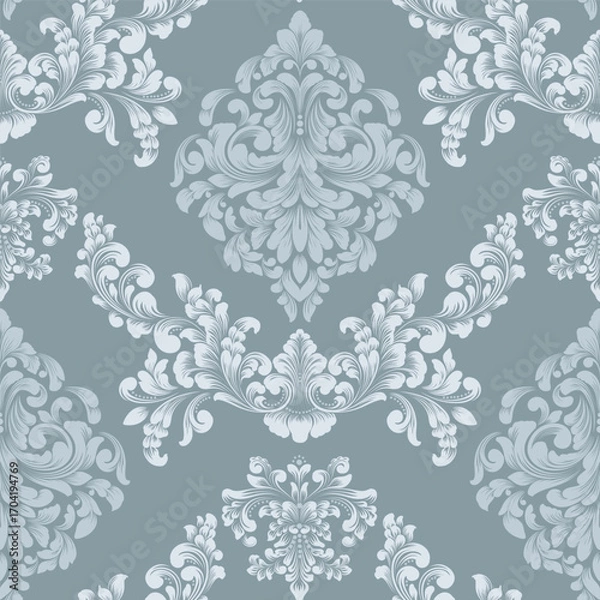 Fototapeta Damask modern seamless pattern element. Vintage classical old fashioned damask ornament, seamless texture for wallpapers, textile.