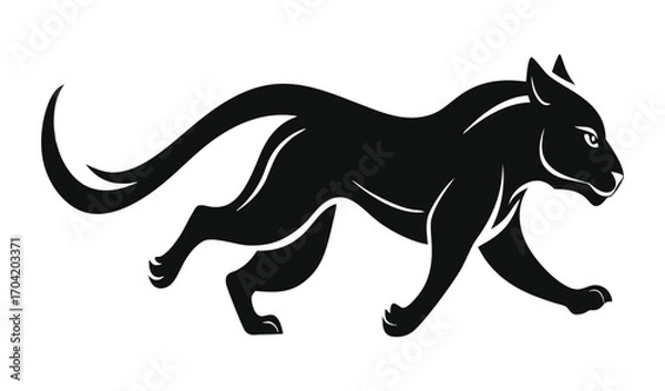 Obraz Majestic Black Panther Silhouette in Motion, Elegant Design