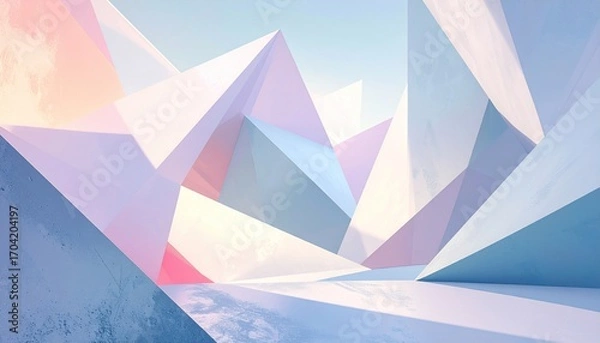 Fototapeta Abstract geometric forms featuring pastel colors, ideal for artistic backgrounds or designs