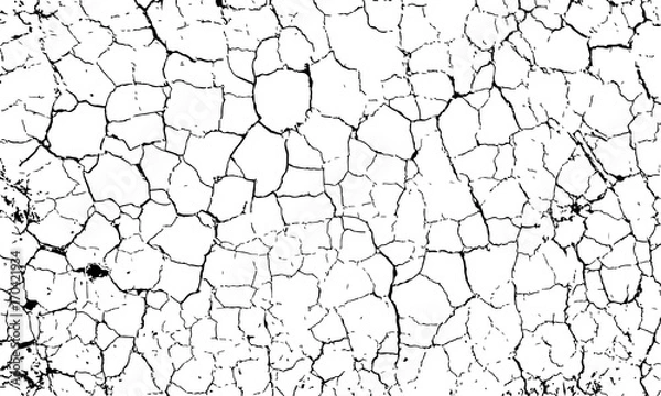 Obraz Tekstura wektorowa powierzchni suchej ziemi. Streszczenie tło grunge. Postrzępiona popękana nakładka.