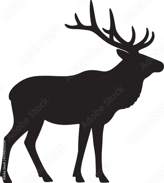 Obraz Elk silhouette, black vector design