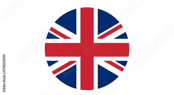 Obraz Union Jack Flag in a Circle on Black Background