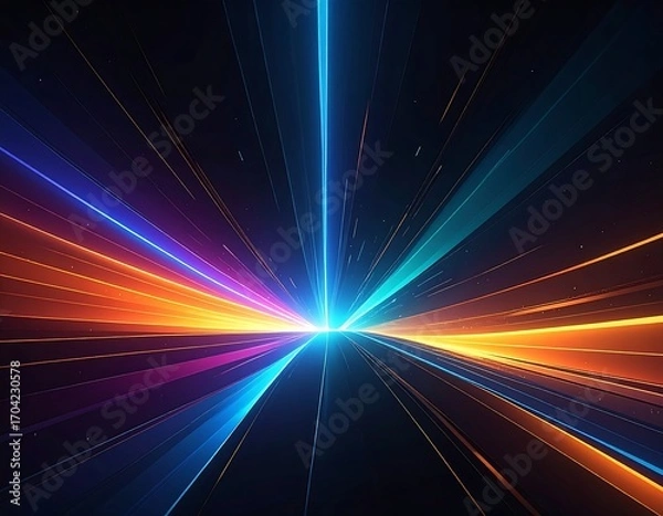Fototapeta Abstract vibrant light rays converging