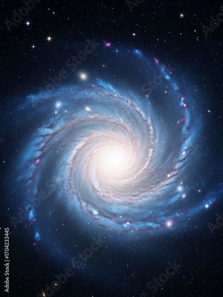 Fototapeta Vortex of Light with Sparkling Particles and Smooth Silky Cosmic Flow for Elegant Cosmetic Background