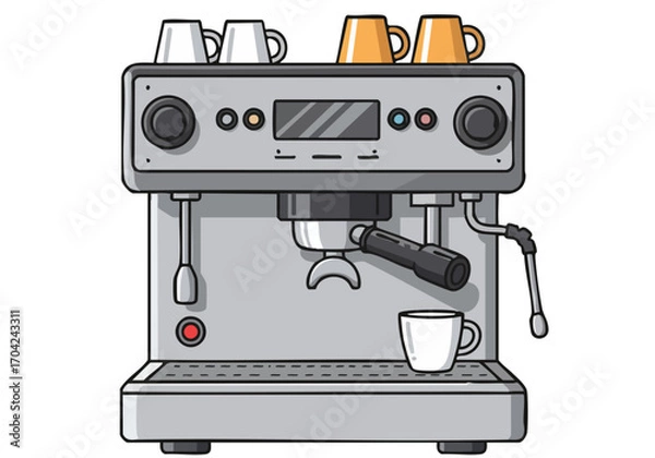 Fototapeta stylish espresso machine illustration Clean lines modern design and a clear composition make this perfect for coffee-related marketing materials  Bright colors and a professional aesthetic