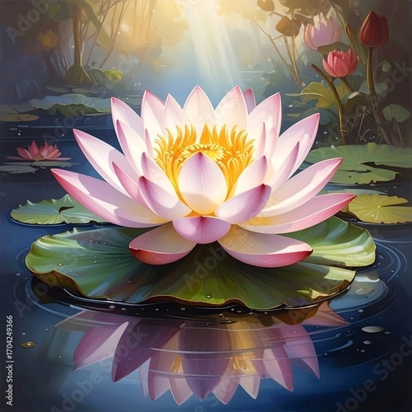 Fototapeta A serene lotus in a pond