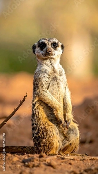 Fototapeta Alert meerkat in desert