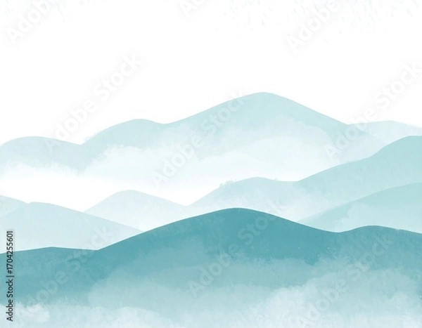 Obraz Misty teal mountain range
