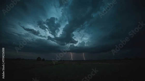Fototapeta Storm clouds with lightning