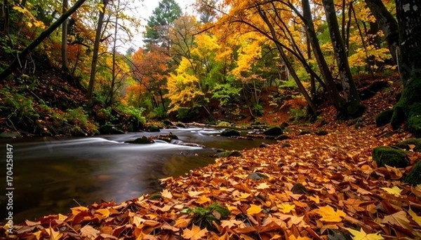 Obraz Autumnal forest stream
