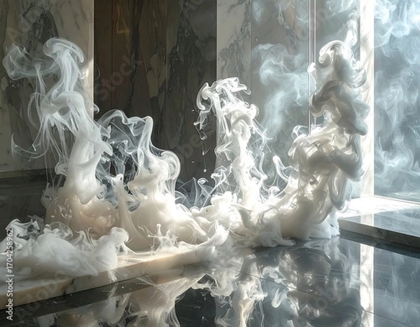 Fototapeta Abstract smoke patterns on marble