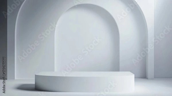 Obraz White pedestal product display on curved background