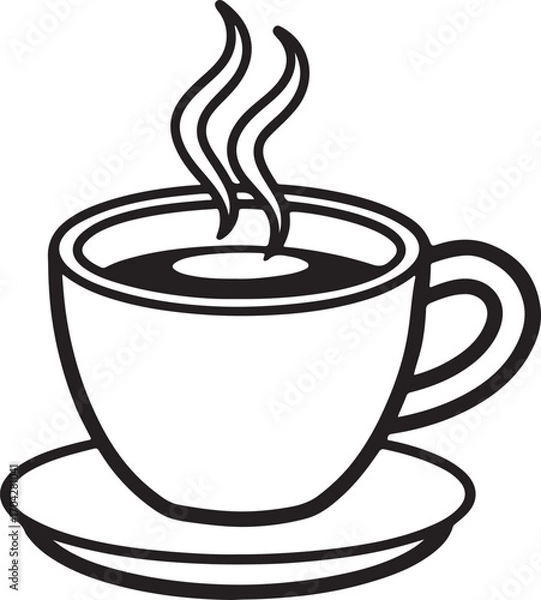 Fototapeta Cup of hot coffee with steam vector illustration