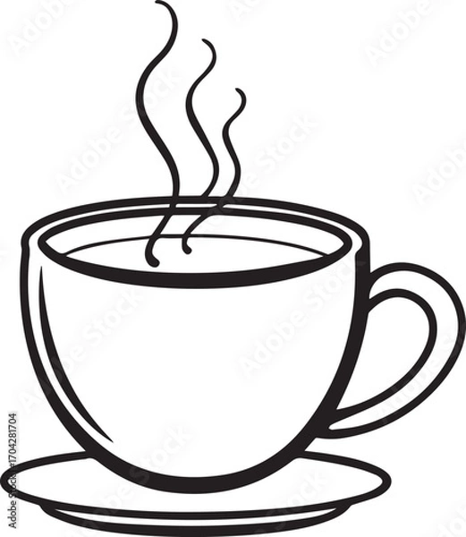 Obraz Hot cup of coffee with steam vector illustration