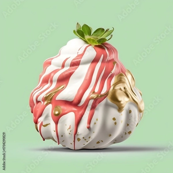 Fototapeta Whimsical Strawberry Delight A 3D Rendered Treat