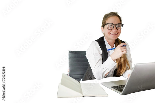 Fototapeta Confident professional woman working at computer in the Office