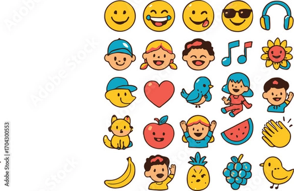 Obraz children cartoon icon set vector