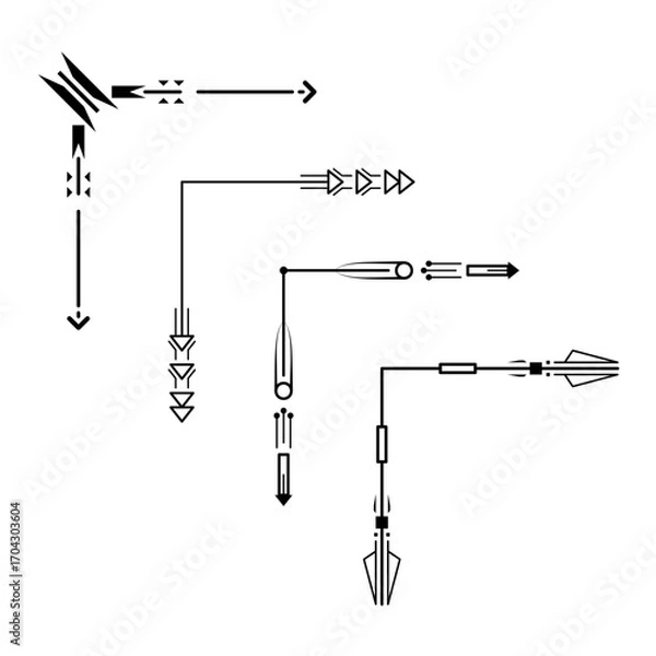 Obraz Set Hand Draw Of Corners Different Shapes Flower Decoration Vector Design Doodle Sketch Style For Wedding And Banner