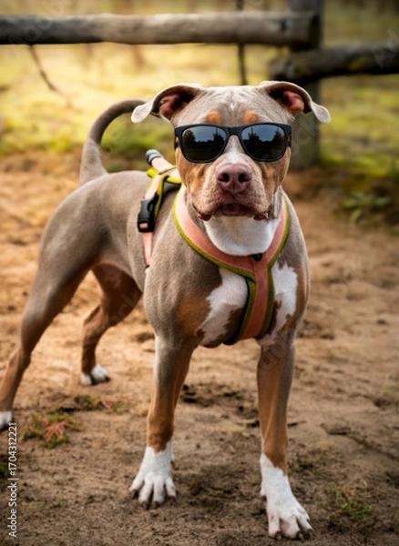 Obraz Hund mit Sonnenbrille