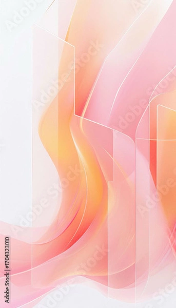 Fototapeta Smooth pastel gradient with translucent glass-like panels and glowing highlights, perfect for modern presentation slides.