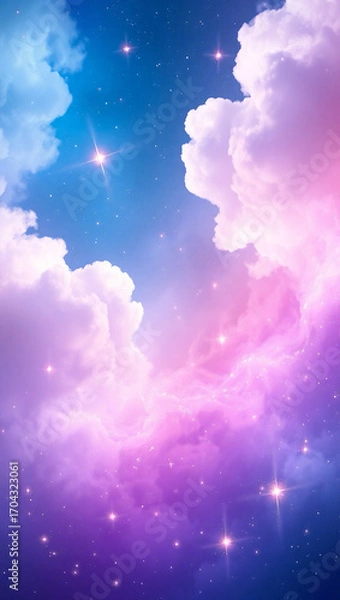 Fototapeta A dreamy cosmic nebula with glowing stars and soft gradients, blending space-inspired tones into an abstract flow.
