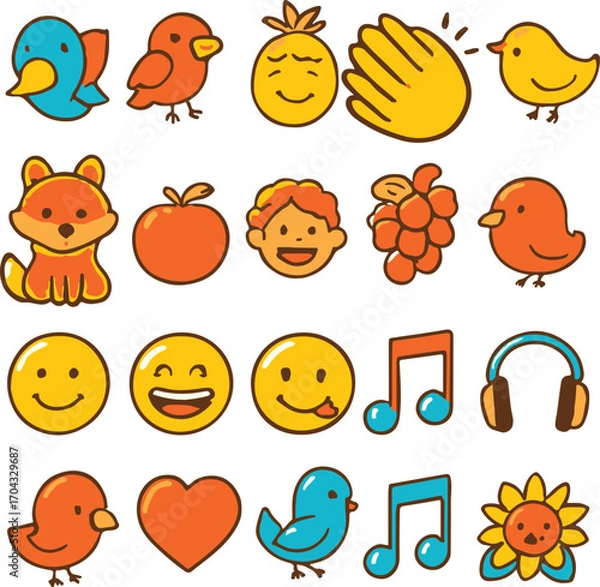 Obraz animal icons set  vector design