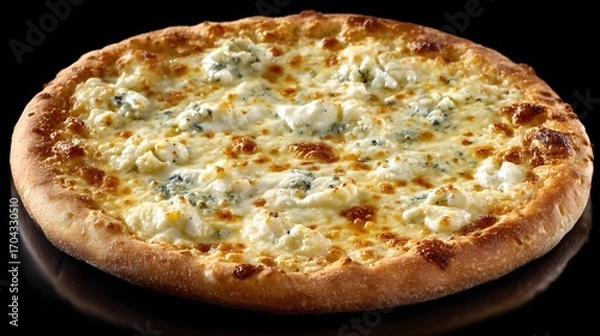 Fototapeta Exquisite Gourmet Quattro Formaggi Pizza Showcasing a Golden Crispy Crust and a Luxurious Blend of Four Cheeses on a Pristine Transparent Background