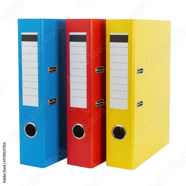Obraz Three colorful binders isolated on transparent background