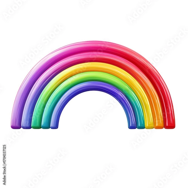 Fototapeta Rainbow Segment Isolated on Transparent Background, Bright Rainbow Segment Clipart, 3D Natural Rainbow Curve Isolated