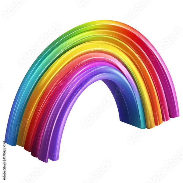 Fototapeta Rainbow Segment Isolated on Transparent Background, Bright Rainbow Segment Clipart, 3D Natural Rainbow Curve Isolated