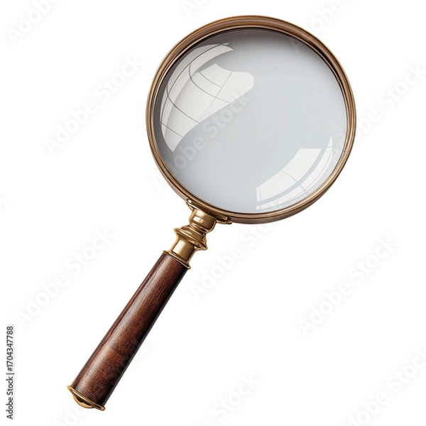 Fototapeta Magnifier Glass Isolated on Transparent Background, Optical Lens Magnifier Isolated, Classic Handheld Magnifying Glass Isolated