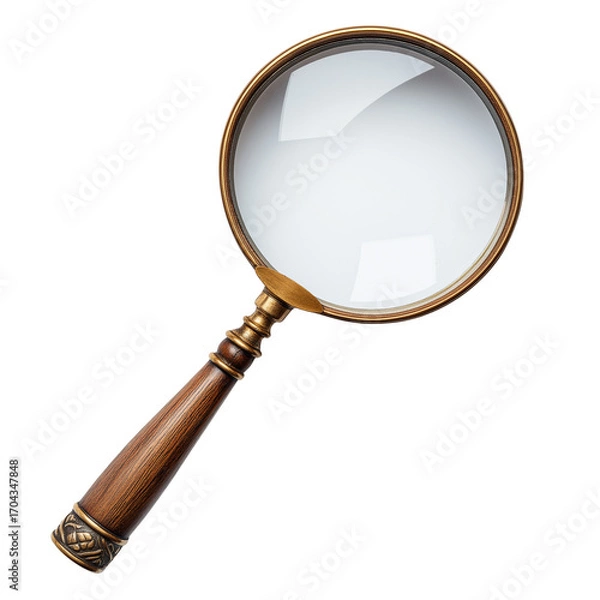 Fototapeta Magnifier Glass Isolated on Transparent Background, Optical Lens Magnifier Isolated, Classic Handheld Magnifying Glass Isolated