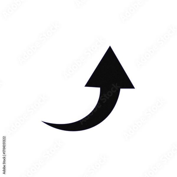 Fototapeta Black upward curved arrow symbol graphic for growth and progress