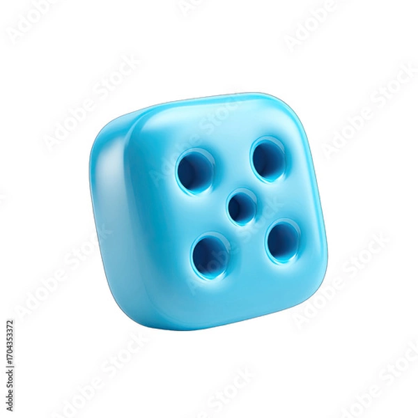 Fototapeta Light-blue, glossy cube with four circular holes
