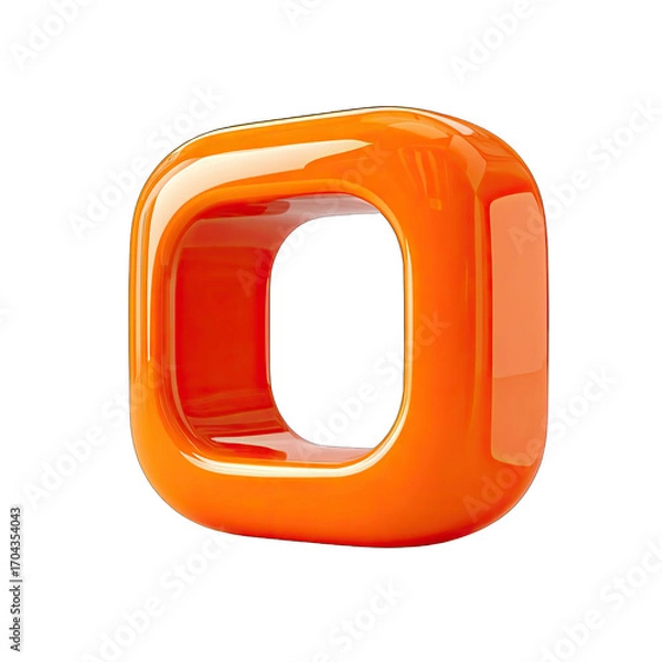 Fototapeta 3D rendered orange square with hollow center