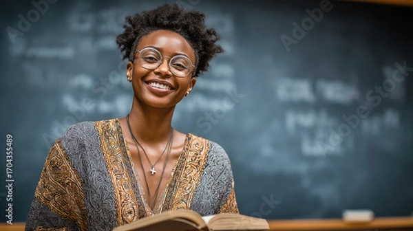 Fototapeta Educator engages students with enthusiasm in classroom setting