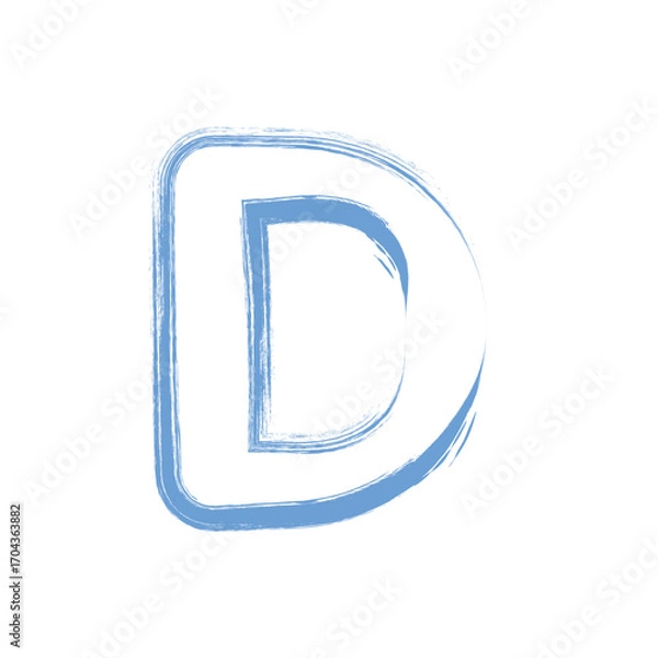 Fototapeta Letter d painted with a brush isolated on white background, creating a unique and artistic design, perfect for educational or creative projects