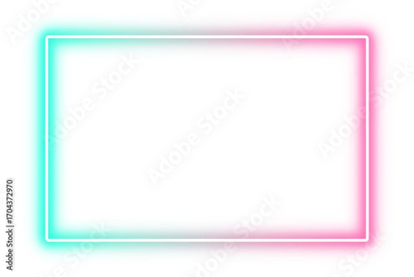 Fototapeta blurry neon glow frame template with pink and cyan gradient transparent background