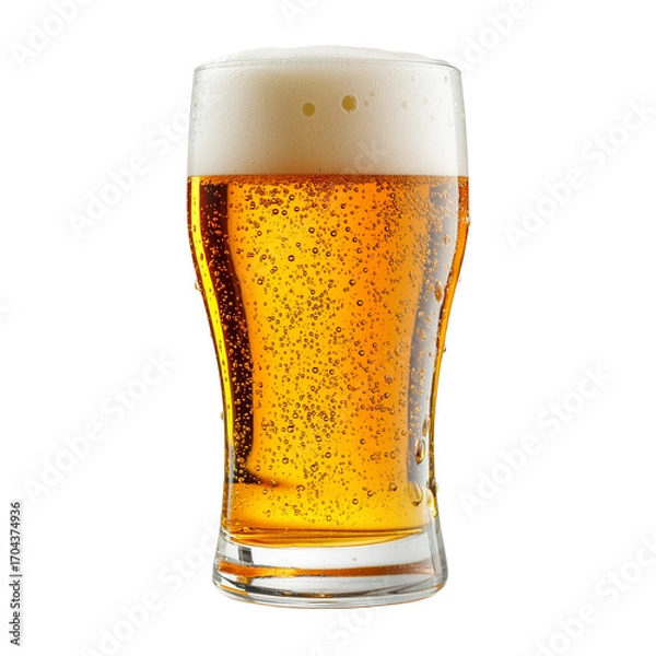 Fototapeta Minimalistic Glass of Beer Isolated on Transparent Background, Refreshing Beer in Simple Glass Clipart, Refreshment Drink Beer Glass Isolated