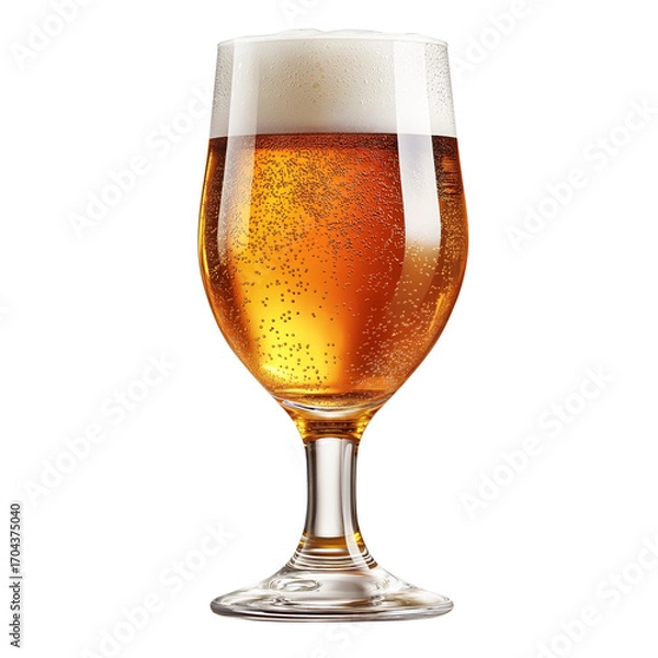Fototapeta Minimalistic Glass of Beer Isolated on Transparent Background, Refreshing Beer in Simple Glass Clipart, Refreshment Drink Beer Glass Isolated