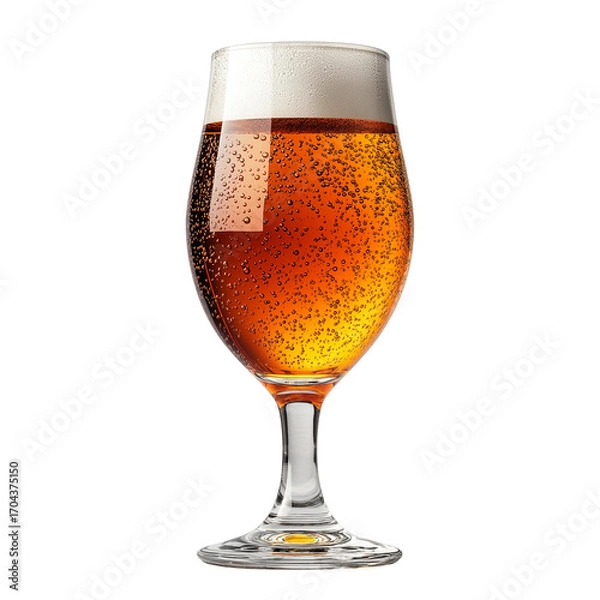 Fototapeta Minimalistic Glass of Beer Isolated on Transparent Background, Refreshing Beer in Simple Glass Clipart, Refreshment Drink Beer Glass Isolated