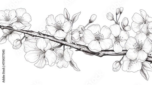 Obraz Elegant blooming branch illustration