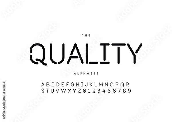 Fototapeta Modern minimal abstract alphabet fonts. Typography technology, electronic, movie, digital, music, future, logo creative font. vector illustration

