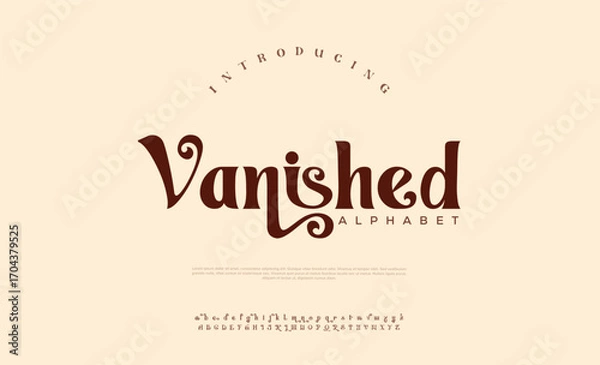 Fototapeta Vanished premium luxury elegant alphabet letters and numbers. Vintage wedding typography classic serif font decorative vintage retro. creative vector illustration