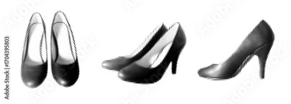 Fototapeta Realistic Halftone Effect Illustration of a Woman's Shoe