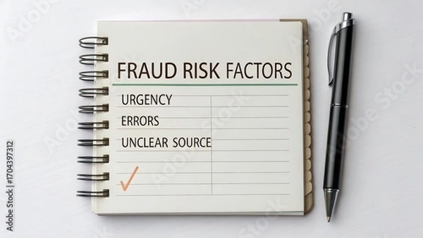 Fototapeta Detailed Notepad Listing Fraud Risk Factors for Financial Analysis