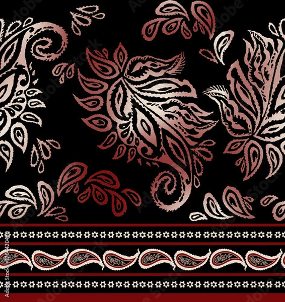 Obraz Seamless authentic paisley pattern, ethnic border print.