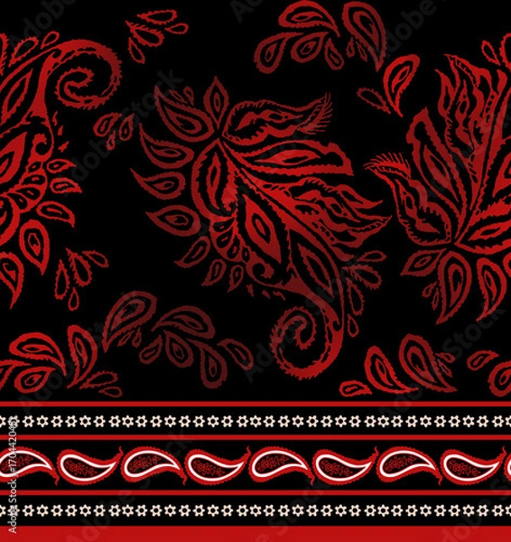 Obraz Seamless authentic paisley pattern, ethnic border print.