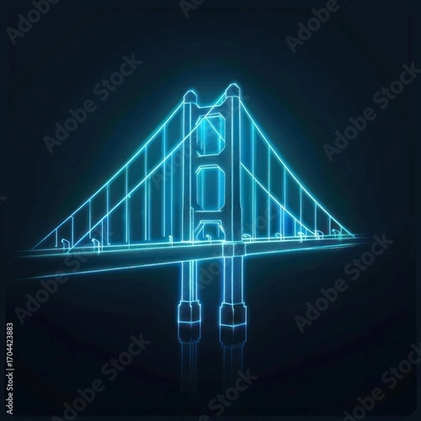 Obraz Neon bridge outline design