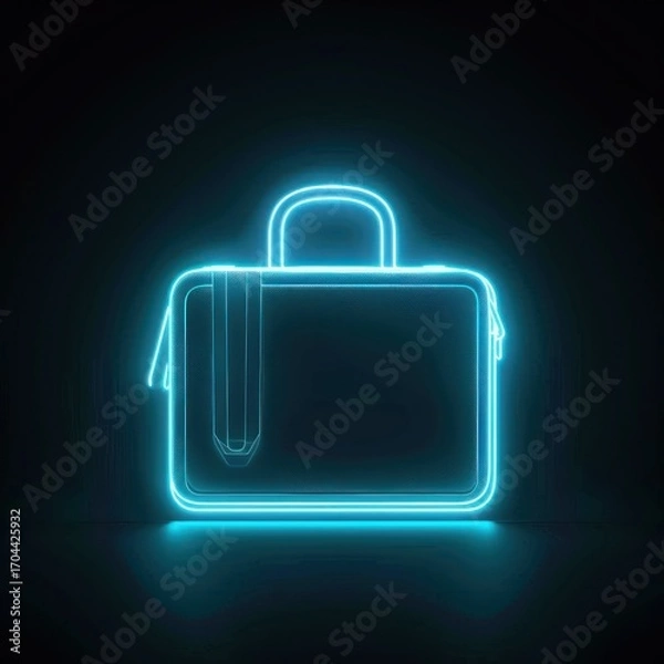 Obraz Neon light briefcase illustration